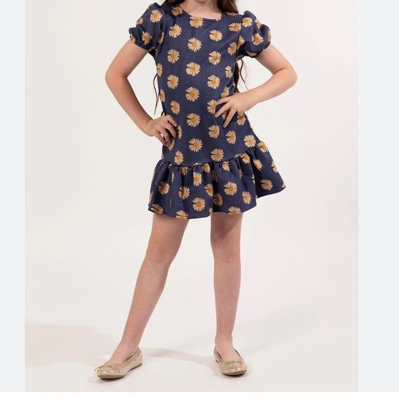 Kidpik Daisy Suedette Dress Allover Daisy Printed Knit Dress Relaxed Fit  7/8 - Picture 9 of 9
